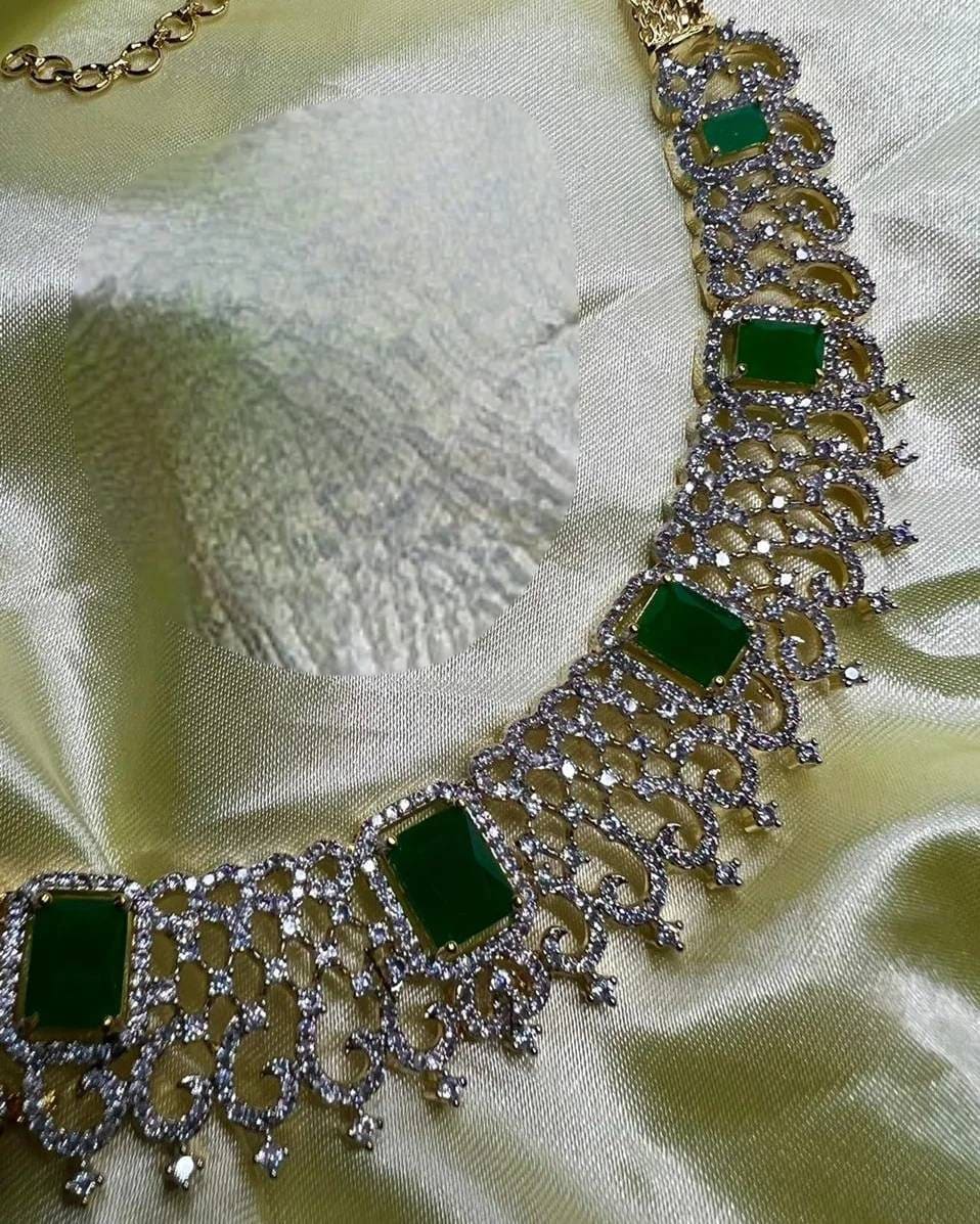 Handcrafted Diamond, Emerald, and Ruby Choker Set with Exquisite Jhumka Earrings
